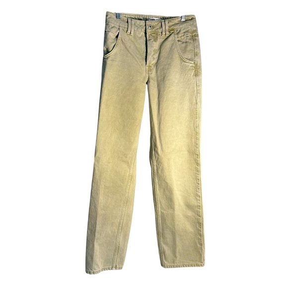 ZARA High Rise Straight Leg Light Green Denim Jeans Sz 2 - Picture 1 of 14